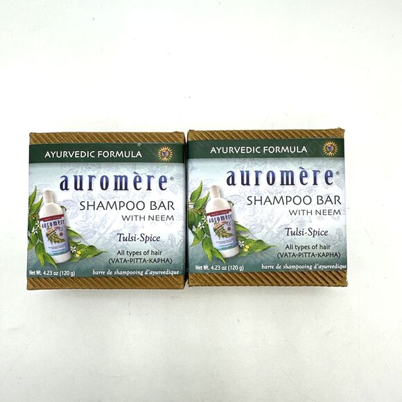 2 Pack Auromere Shampoo Bar with Neem Tulsi-Spice 4.23 oz NEW IN PACKAGE - Picture 1 of 3